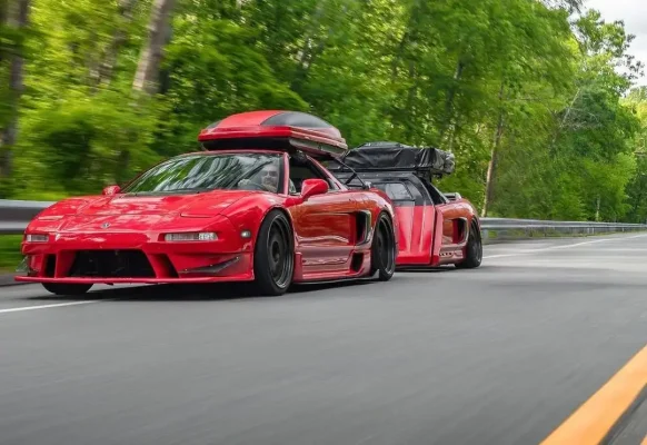 1996 Acura NSX with Acura NSX Trailer forest